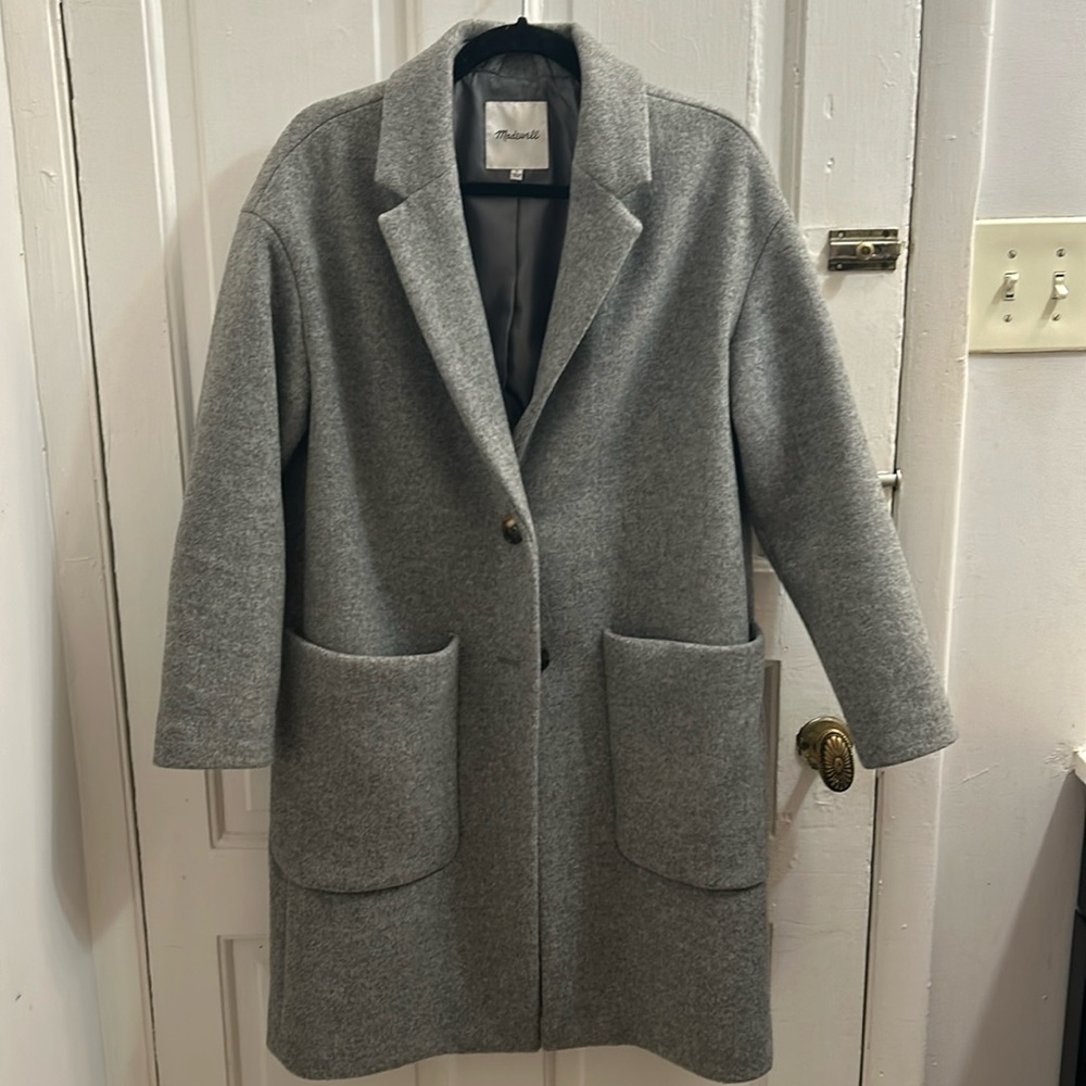 Madewell dove grey wool-blend coat